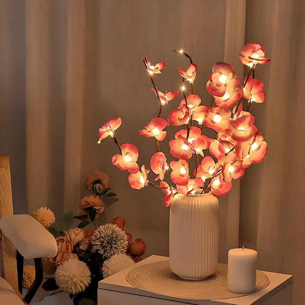 Nvroome Lights: Warm white LED flower branches for stylish & ambient home decor.