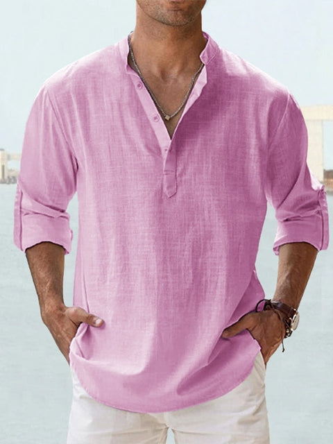 Stylish men's casual button-down shirt. Long sleeve classic design for comfortable everyday spring style.