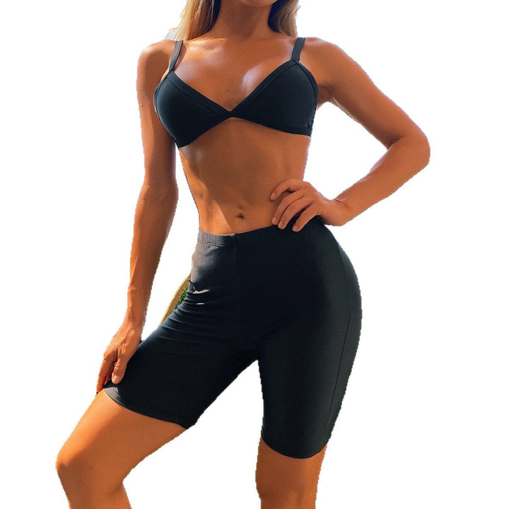 Comfort fit high-waisted women's bike shorts, sleek activewear for performance workouts.