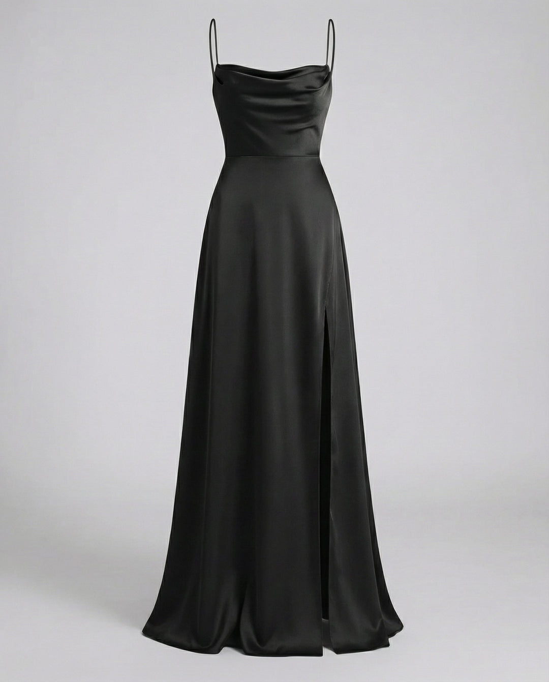 Gorgeous women's maxi dress, perfect for any formal event, featuring a cowl neck & elegant side slit.