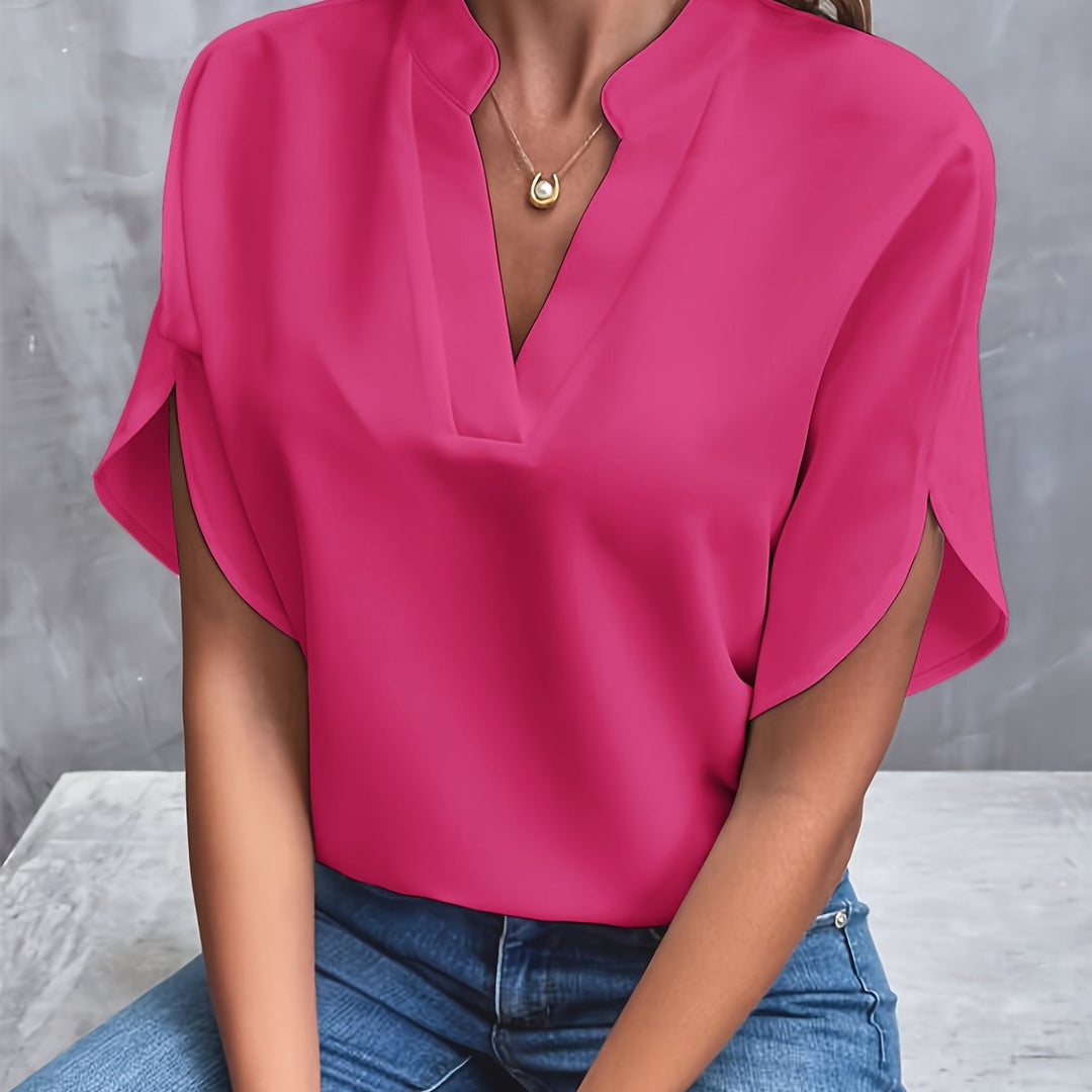 Versatile v-neck batwing sleeve blouse for women, easy to dress up or down for any occasion.