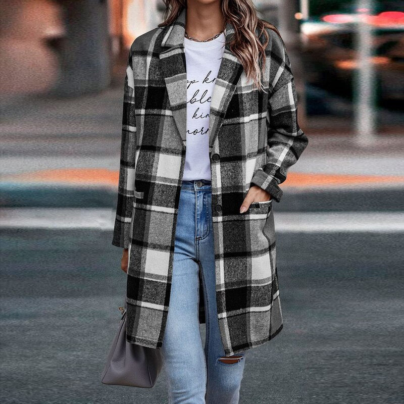 Cozy pink plaid jacket for women, stylish and comfortable, a fall fashion essential.