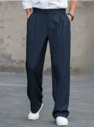 Men's pleated formal trousers in a sophisticated cut, offering modern comfort for office wear & dress occasions.