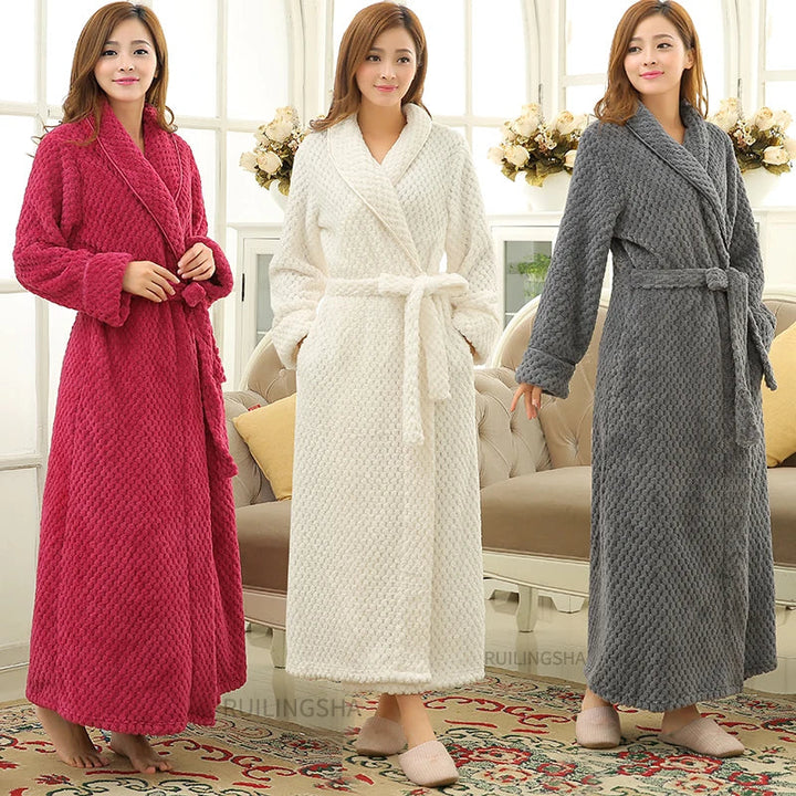 Plush women's bathrobe, soft and cozy for ultimate comfort.