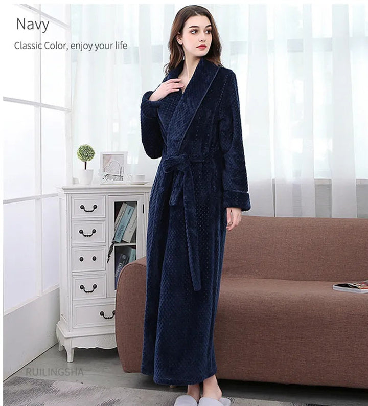 Warm women's winter bathrobe, incredibly soft and cozy for home.