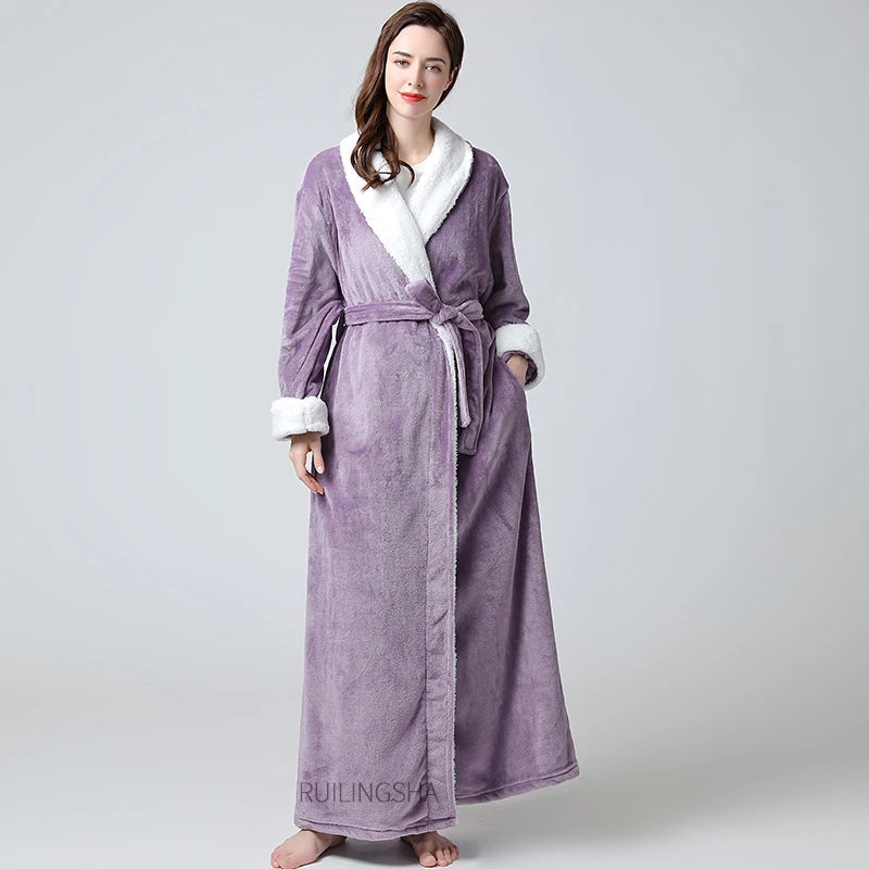 Comfortable women's plush loungewear bathrobe, super soft and warm.