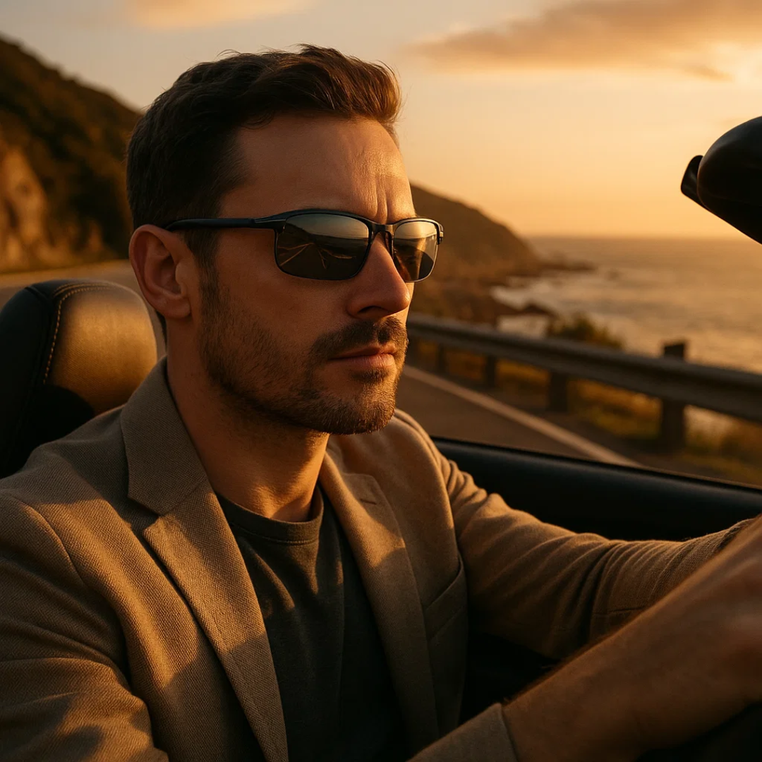Protective unisex photochromic polarized eyewear, perfect for daily wear & outdoor activities, reducing glare & eye strain.
