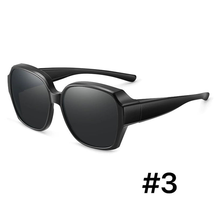 Unisex polarized over glasses providing UV protection & glare reduction for outdoor activities.