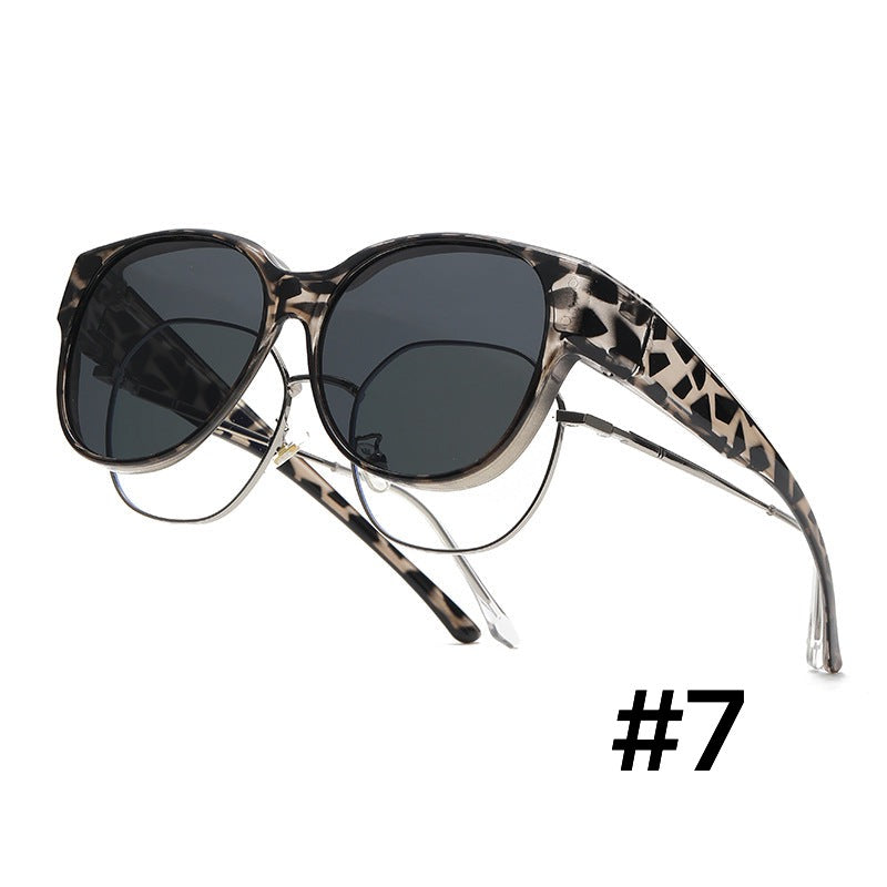 Over glasses polarized sunglasses for unisex use, enhancing clear vision & reducing glare.