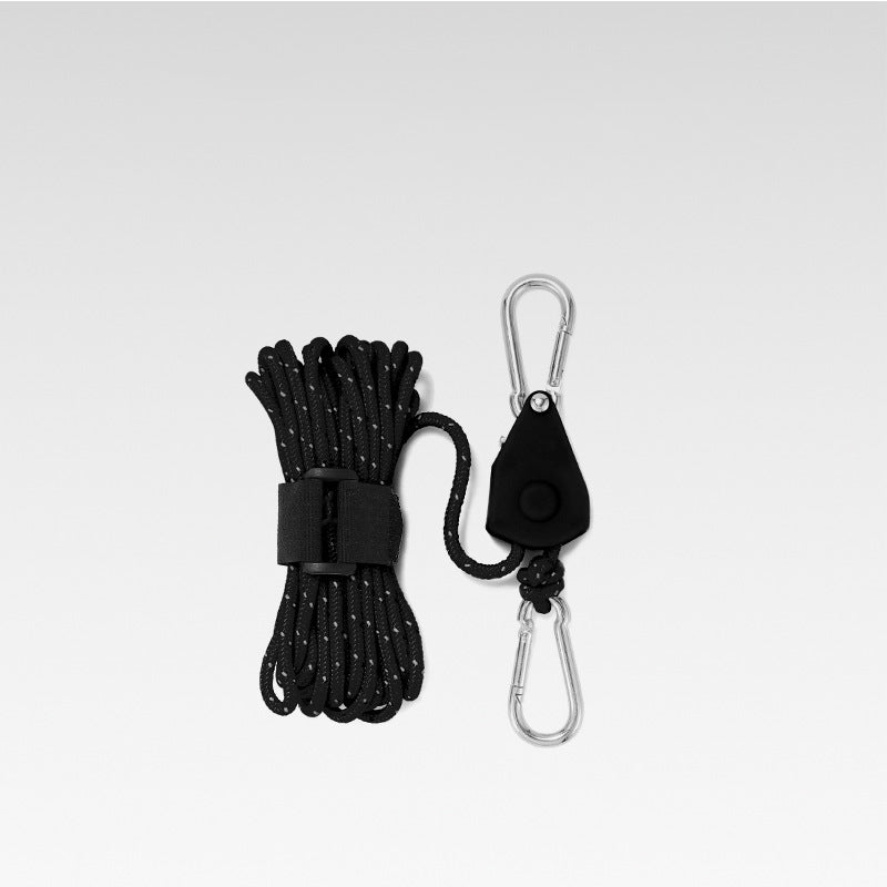Visible reflective camping rope, adjustable for tents & outdoor gear, enhancing night safety.