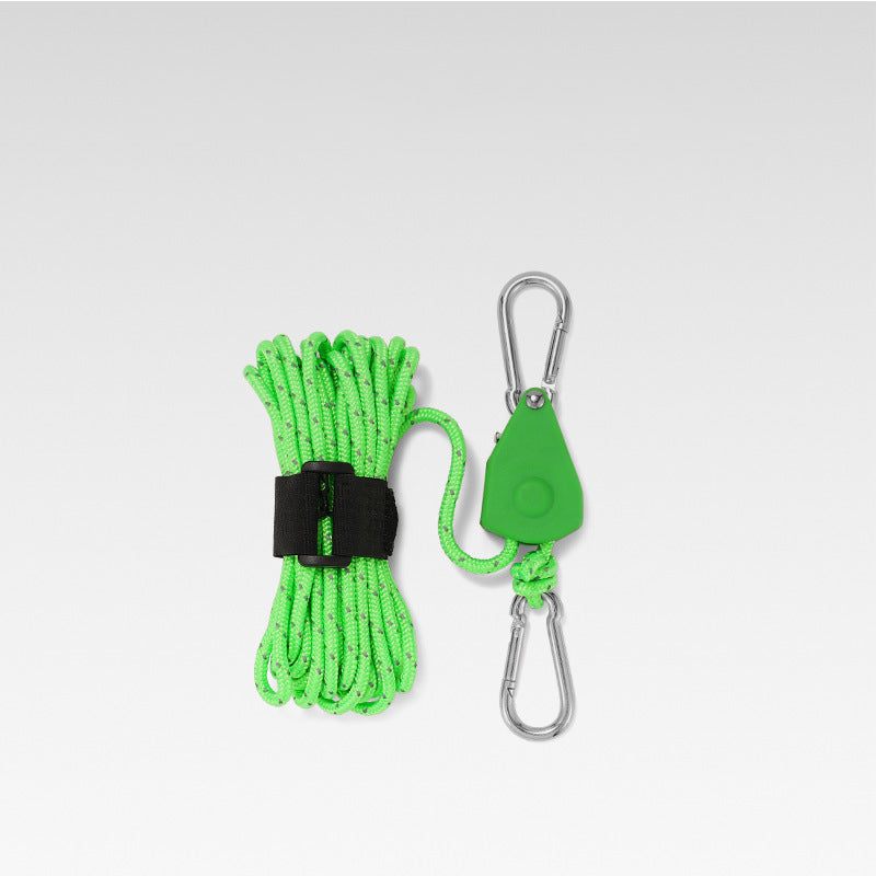 High-visibility reflective camping rope for outdoor tents & gear; strong & adjustable.