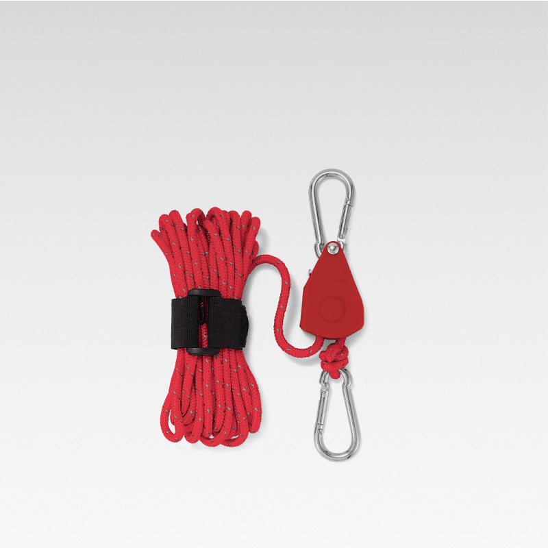 Multipurpose reflective camping rope; adjustable for various outdoor gear & survival needs.