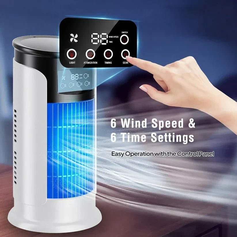 Portable windowless AC with humidifier function, providing cool, moist air for optimal indoor comfort in home/office.