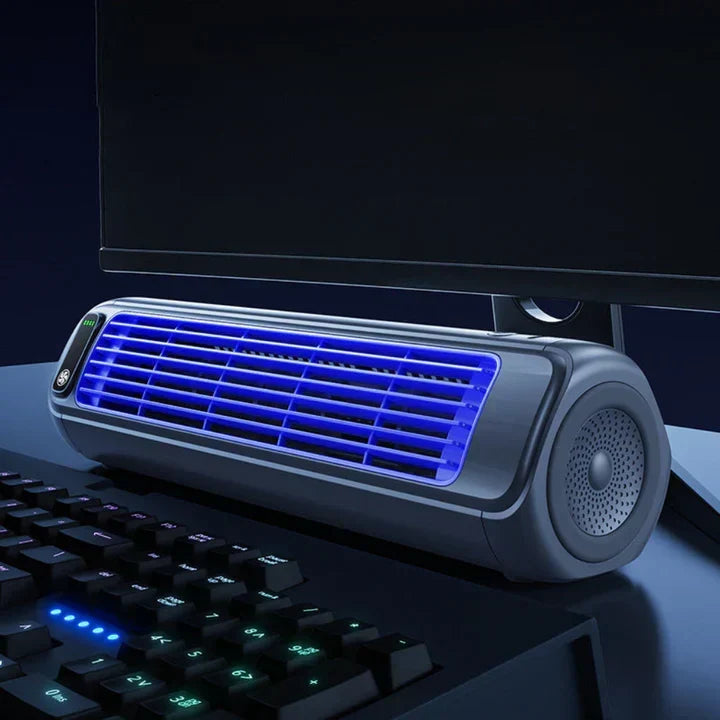 Wireless, portable personal cooler delivering refreshing air cooling. Rechargeable for ultimate convenience anywhere.
