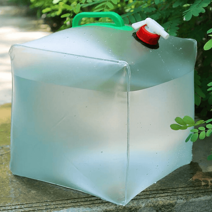 Collapsible water bag, ultra-portable for camping, hiking, & travel. Essential outdoor hydration gear.