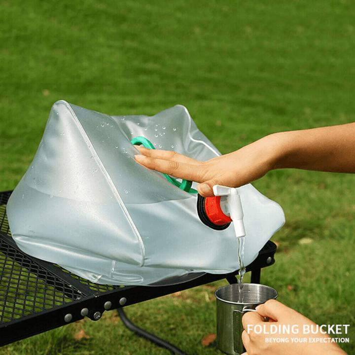 Durable collapsible water container, a must-have hiking accessory & camping gear. Portable hydration solution.