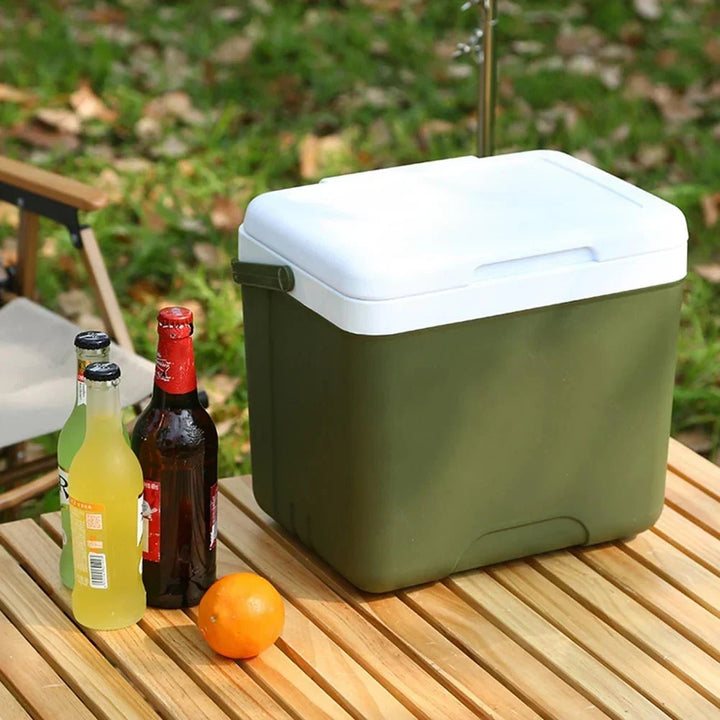 Versatile electric cooler warmer, plug-in car cooler for drinks & meals on road trips or camping trips.