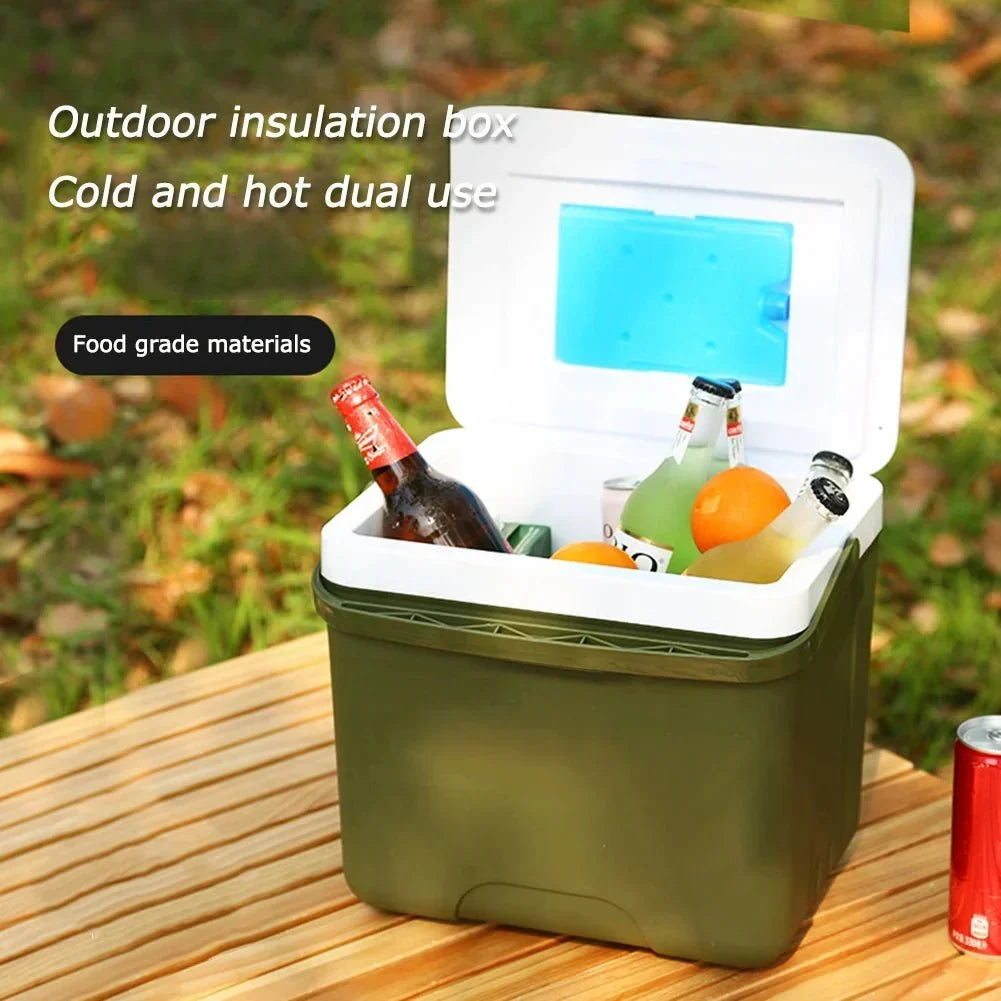 Sleek portable electric cooler warmer, designed for ease of transport & convenience during travel.
