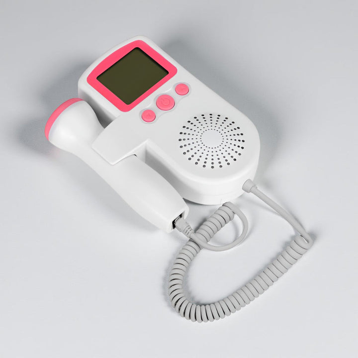 Listen to your baby's heartbeat with this handheld fetal doppler ultrasound monitor.