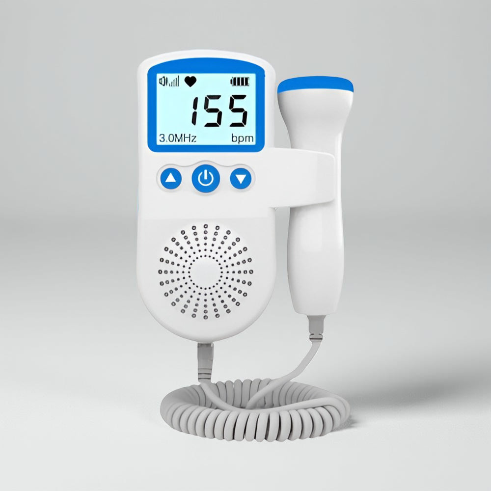 Compact fetal doppler for moms-to-be to track baby's heart rate during pregnancy.