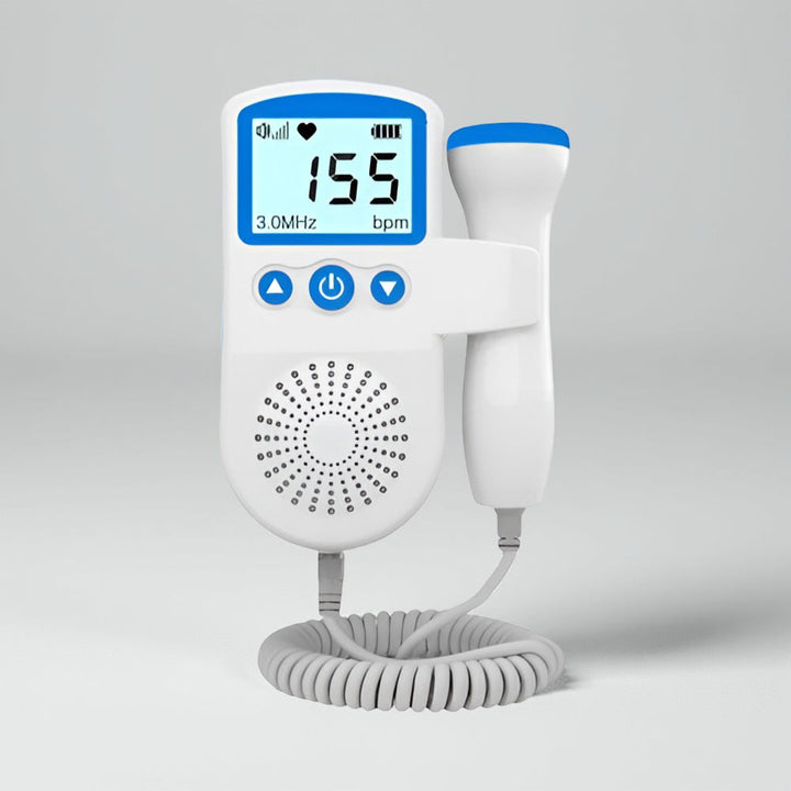 Compact fetal doppler for moms-to-be to track baby's heart rate during pregnancy.