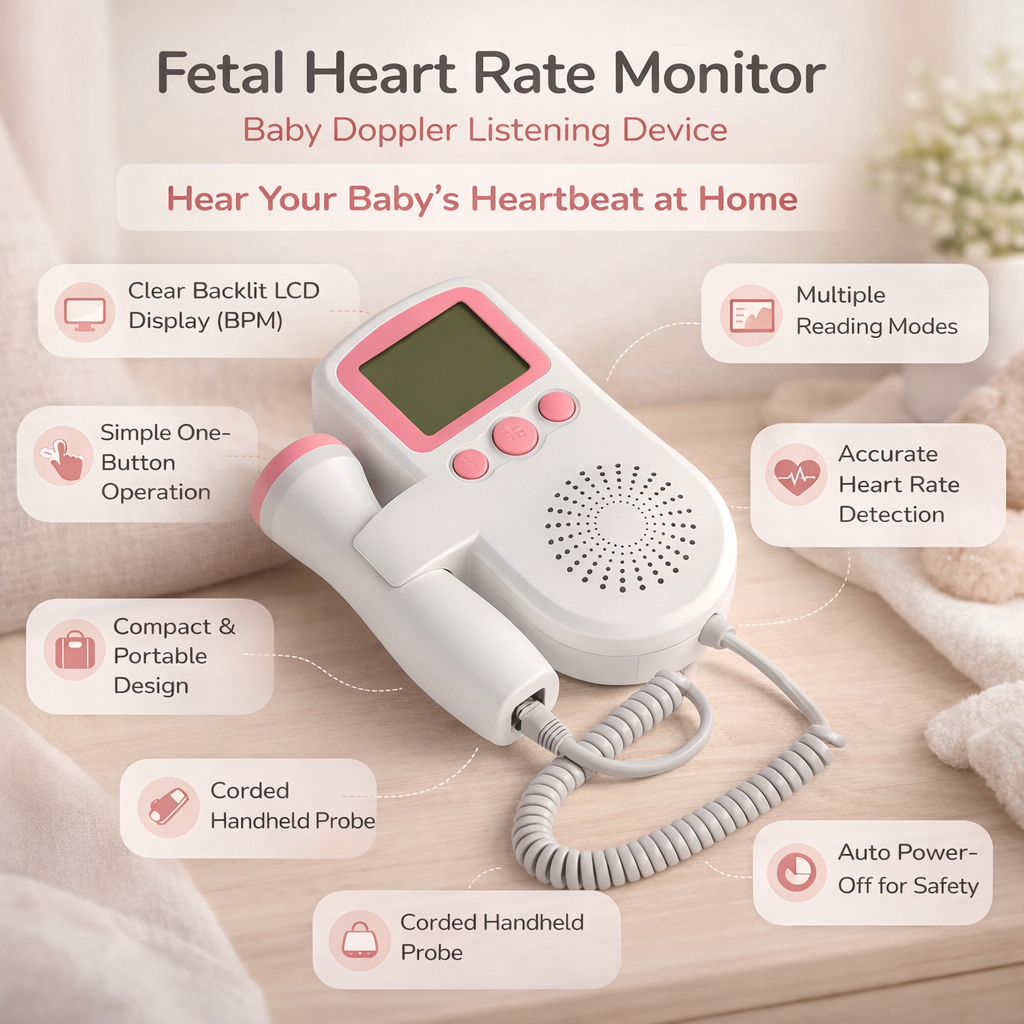 Prenatal fetal doppler monitor, a must-have for expectant mothers tracking fetal heartbeat.