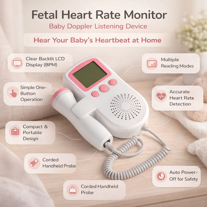 Prenatal fetal doppler monitor, a must-have for expectant mothers tracking fetal heartbeat.