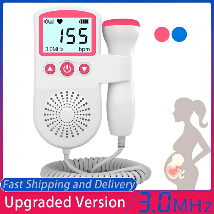 Ultrasound fetal doppler device for listening to baby's kicks and heart rate.