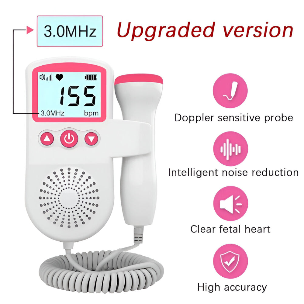 Personal fetal doppler monitor for tracking baby's well-being throughout pregnancy.