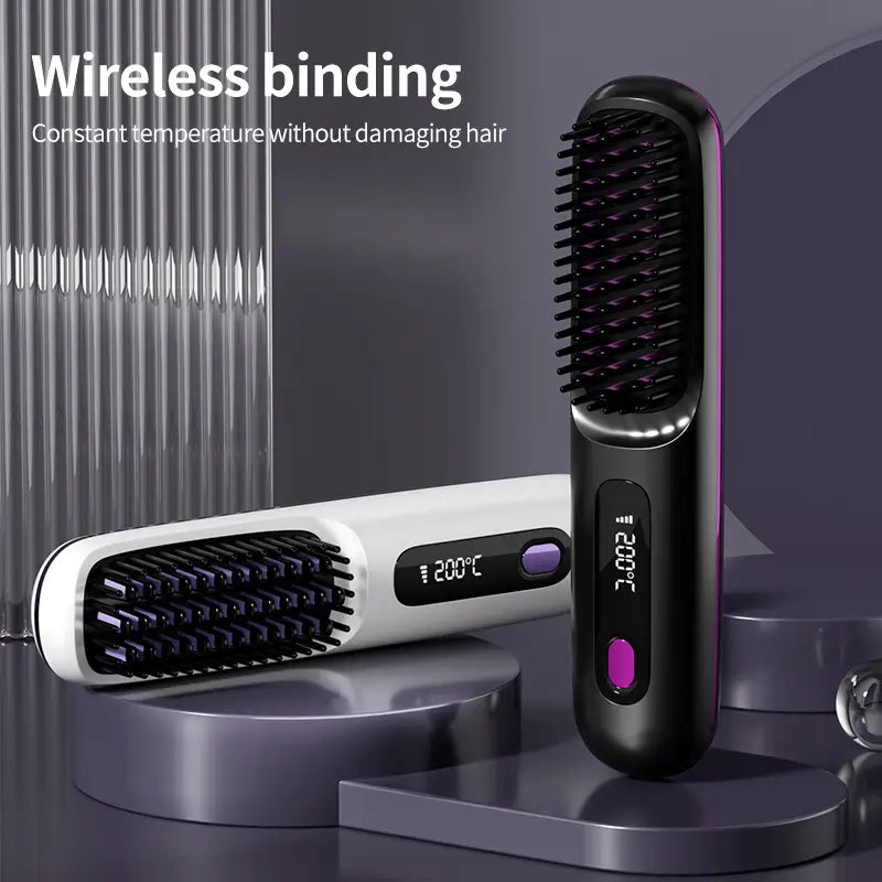 Easy-to-use portable hair styling brush for women; perfect for smooth, healthy hair while traveling.