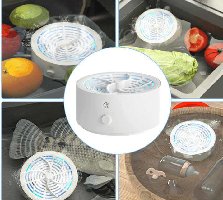 Efficient produce washer and food purifier, promoting healthy eating with chemical-free kitchen food safety.