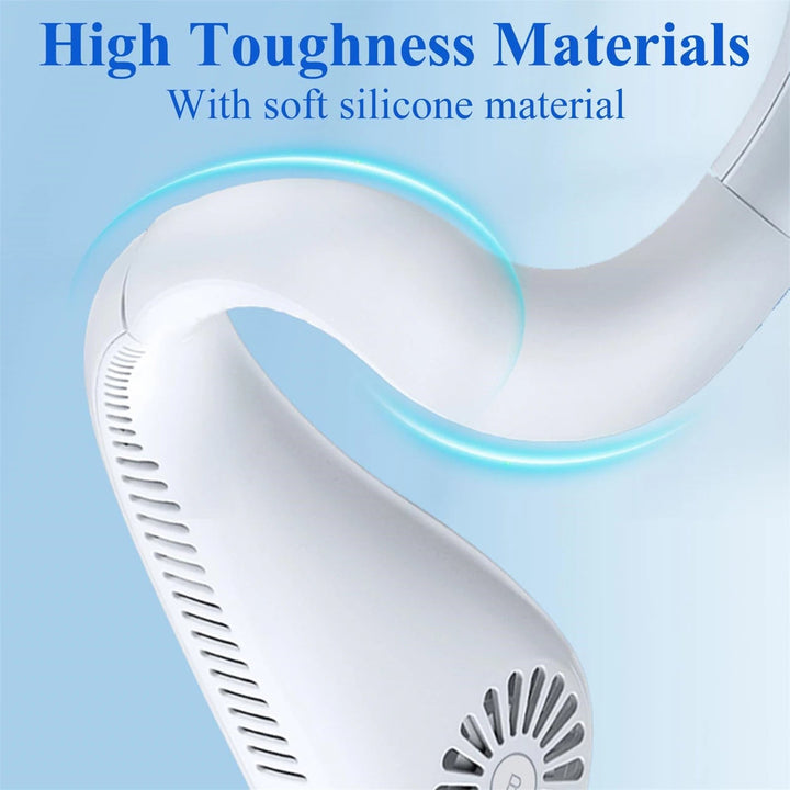 Unisex 360° hands-free neck fan provides powerful, portable cooling. Rechargeable personal fan for any activity.
