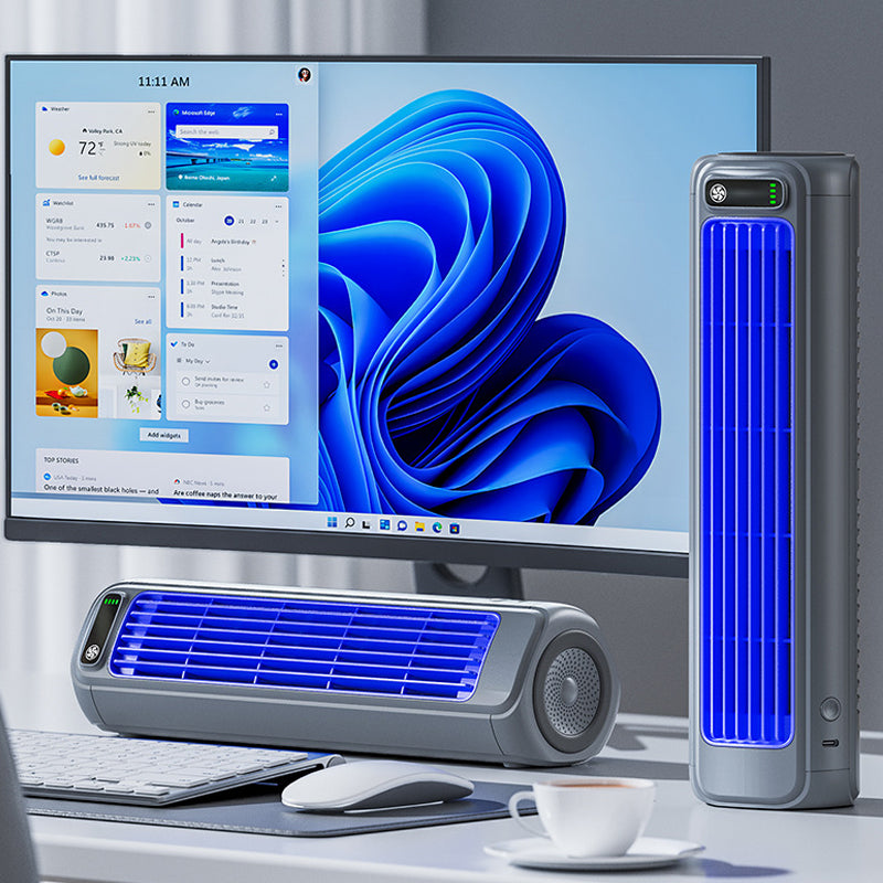 Portable rechargeable fan for ultimate home cooling, compact design.