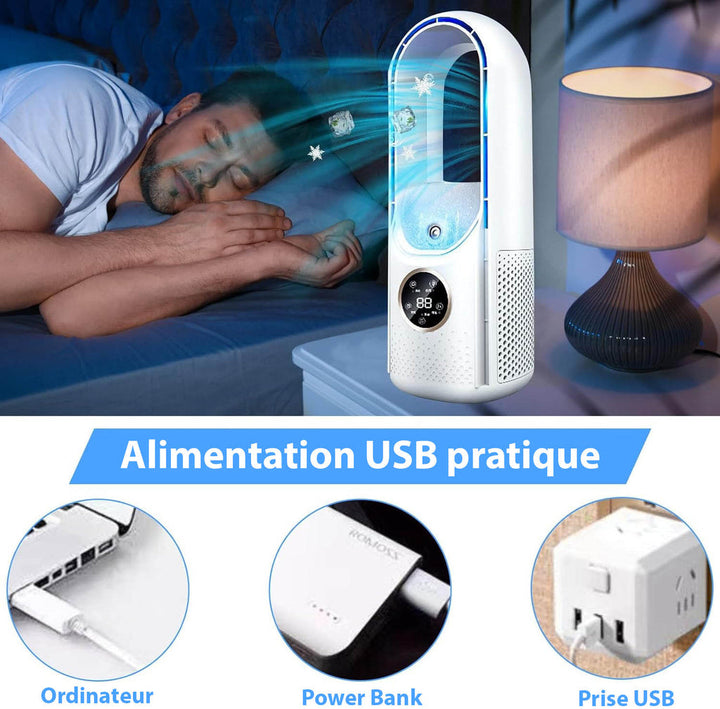 Compact, quiet personal AC unit for desktops. USB-powered portable air conditioner provides cool, silent comfort efficiently.