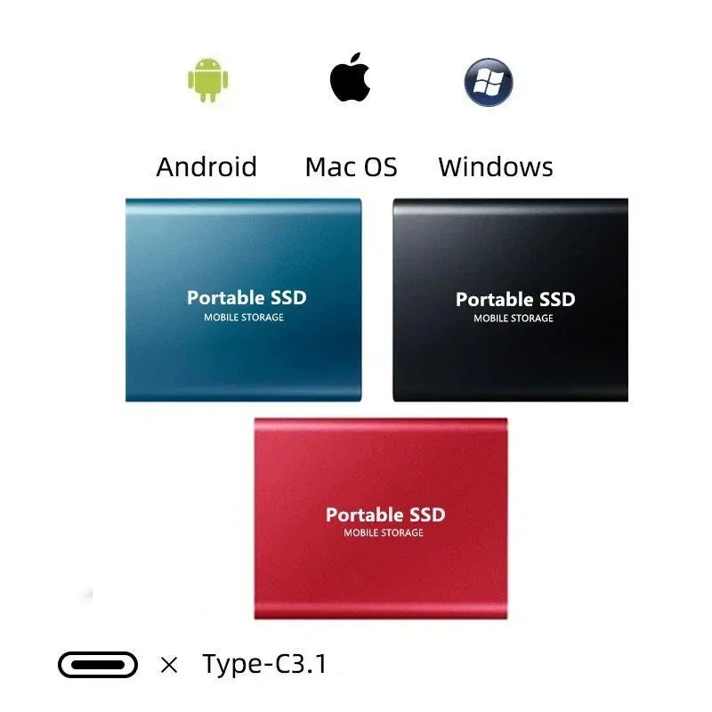 Unisex ultra-fast 2TB portable SSD external drive for secure data backup & storage on any device.