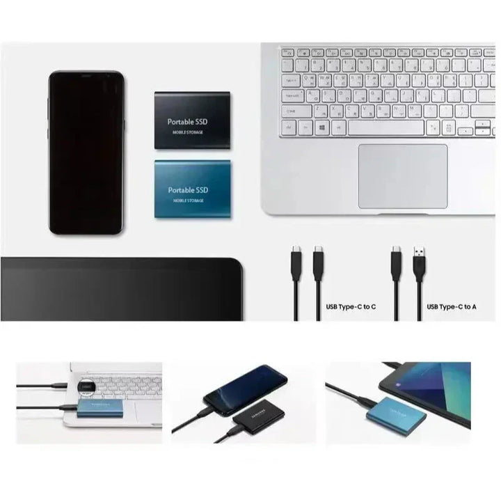 2TB ultra-fast portable SSD, compact external storage drive for quick data transfer and secure backup.
