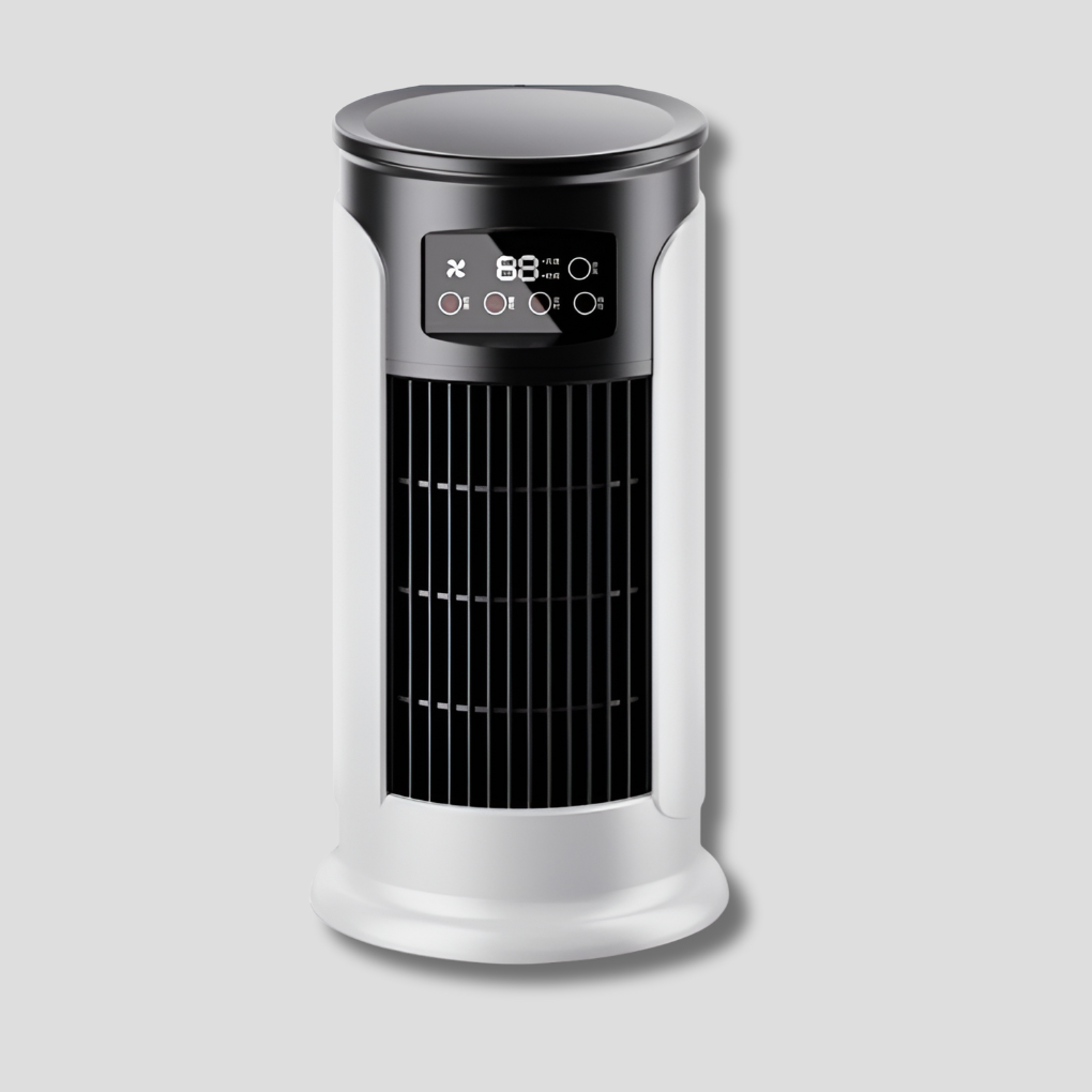 Compact portable air conditioner with digital display, ideal for personal cooling in home or office. Energy-efficient AC unit.