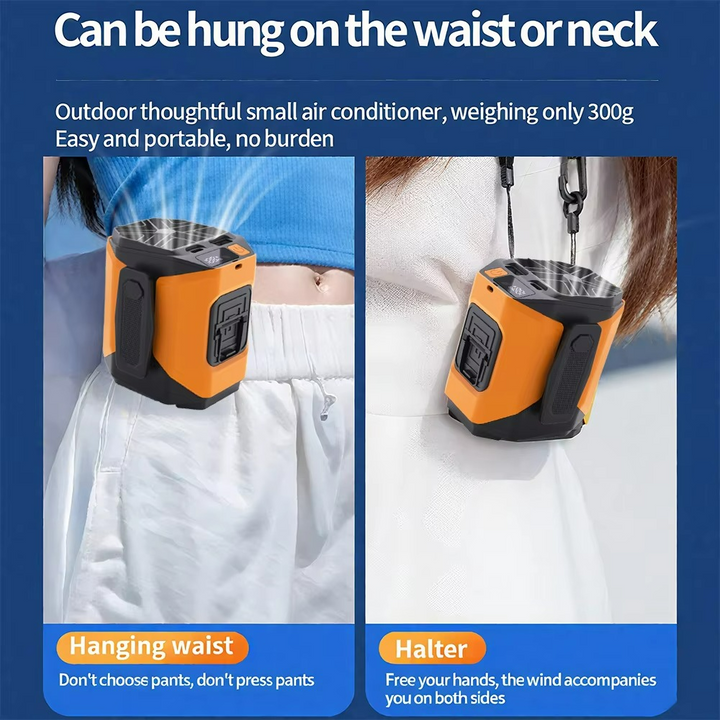 Durable portable waist fan, power bank & LED light; a must-have travel gadget for active lifestyles.