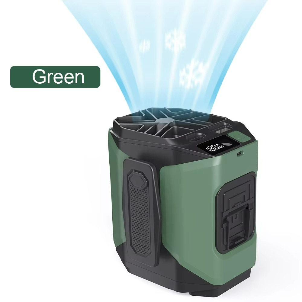 Stay cool with this portable waist fan, charge devices with its power bank, and light your way with LED.