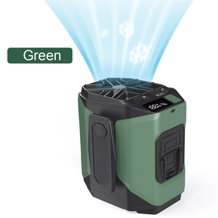Stay cool with this portable waist fan, charge devices with its power bank, and light your way with LED.