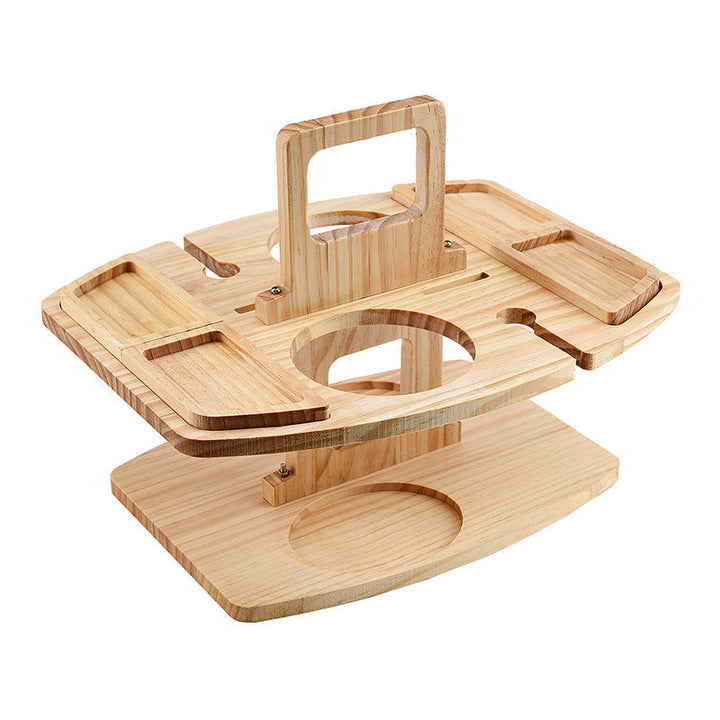 Compact wood picnic table with wine glass holders, perfect for beach or garden.