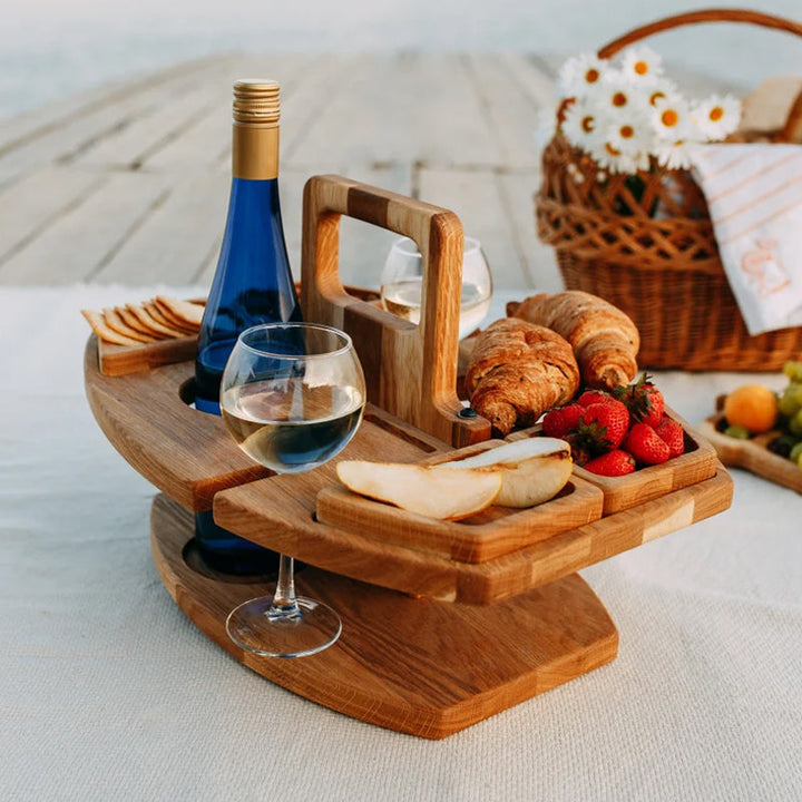 Stylish and portable wood picnic table, perfect for garden parties.