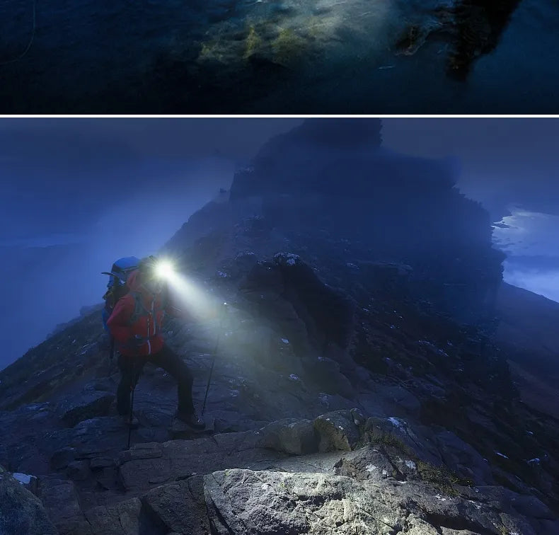 Durable waterproof headlamp for hiking, camping, and emergencies. Powerful LED light.