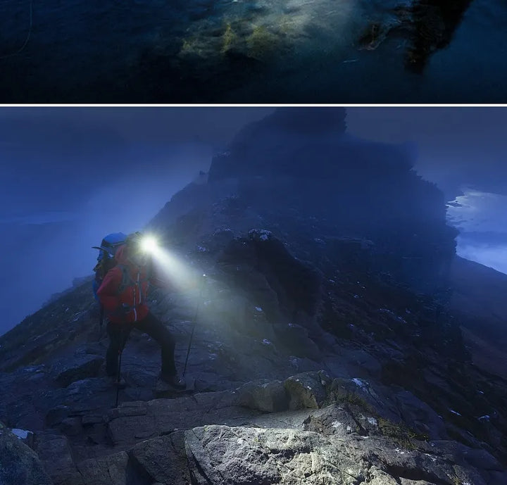Durable waterproof headlamp for hiking, camping, and emergencies. Powerful LED light.