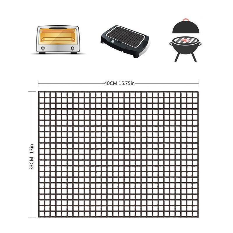 Outdoor cooking grill mat, heat resistant and reusable, making grilling effortless and cleaner.