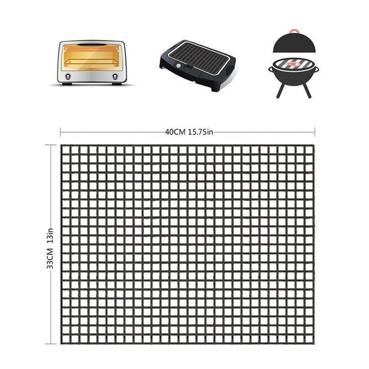 Outdoor cooking grill mat, heat resistant and reusable, making grilling effortless and cleaner.