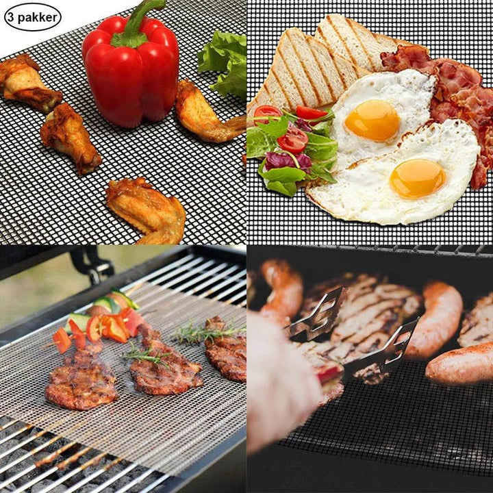 Durable BBQ accessory: heat resistant grill mat for mess-free grilling and easy cleaning.