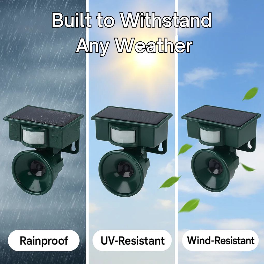 Compact and effective bird scarer, motion-activated to protect plants and outdoor areas from unwanted birds.