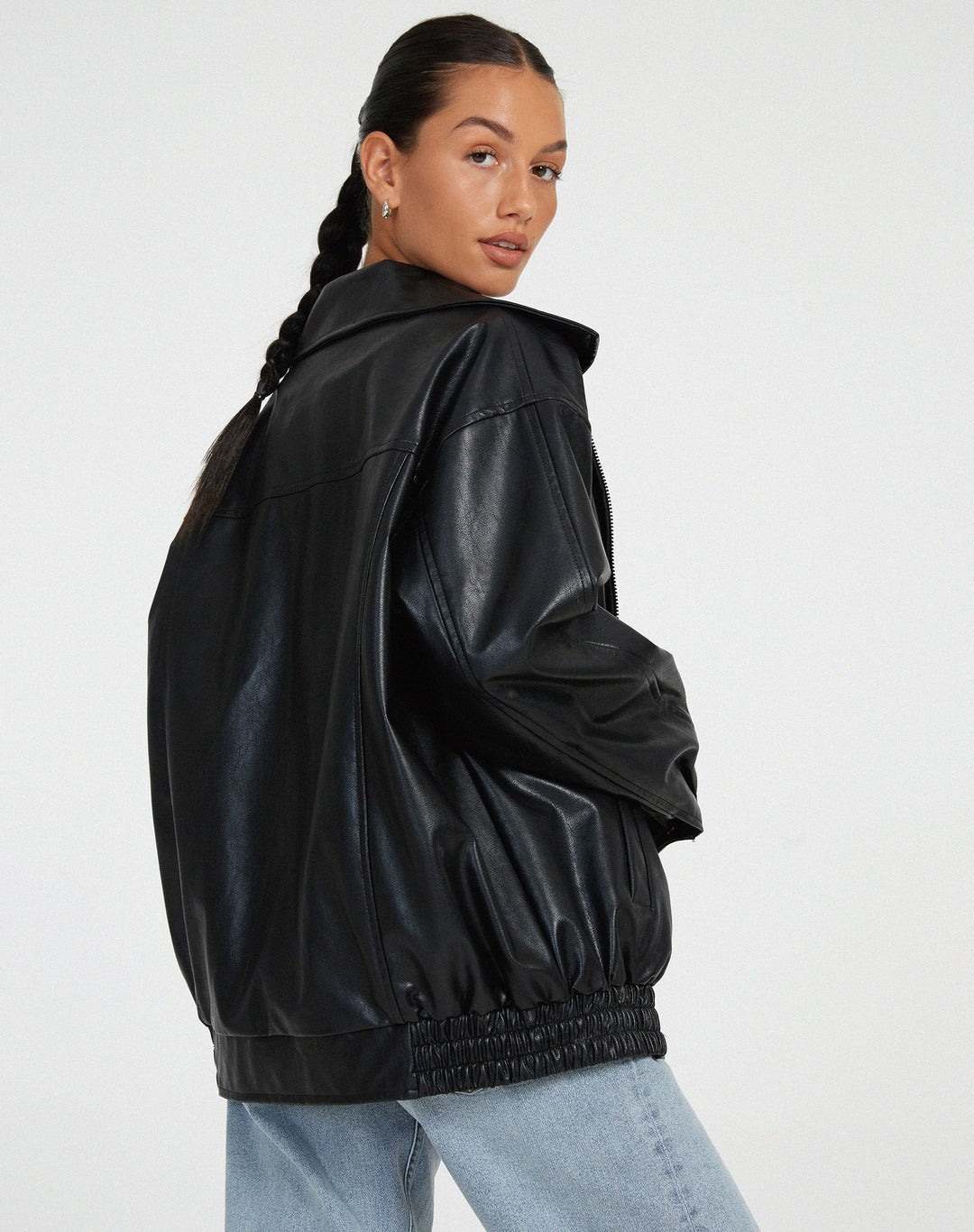 Primrose | Women's Oversized Bomber Jacket - Brown - Image 8