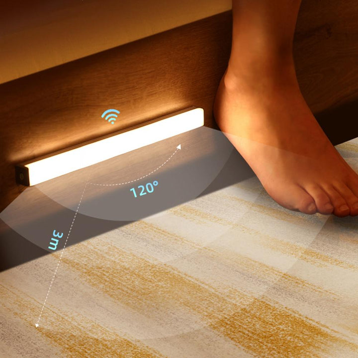 Nvroome wireless motion sensor LED light bar, USB rechargeable with magnetic mount for smart home lighting.